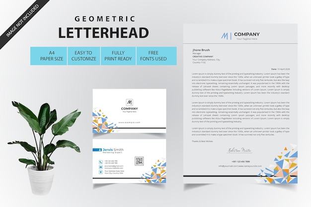 Geometric letterhead and business cards design