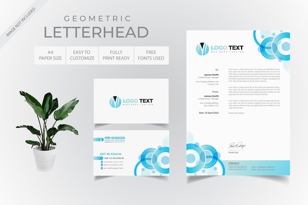 Design geometrico di carta intestata e biglietti da visita