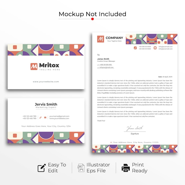 Geometric letterhead and business cards design