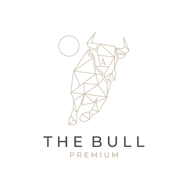 Geometric line art bull vector illustration logo