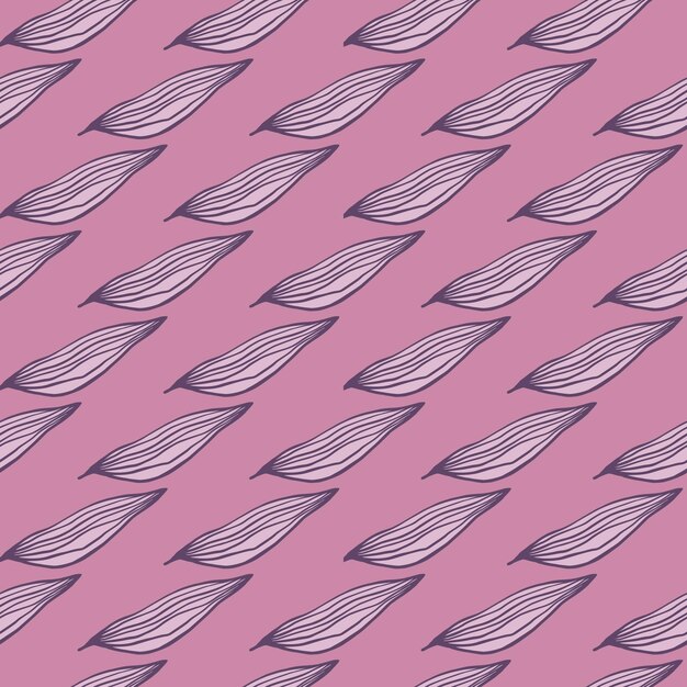 Vector geometric line leaves pattern on pink background.