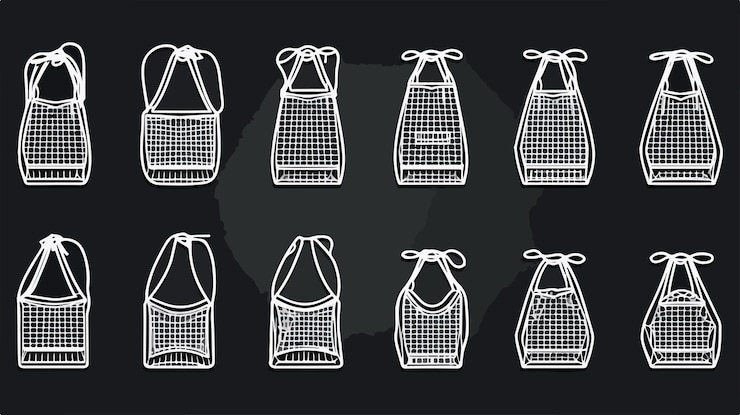 Vector geometric linear frame sack bag vector illustration