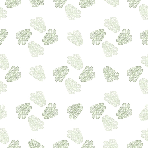 기하학적 선형 몬스테라 개요 완벽 한 패턴입니다. 열 대 잎 배경입니다. 추상 열 대 식물 벽지입니다. 직물, 섬유, 표면, 포장을 위한 디자인. 벡터 일러스트 레이 션