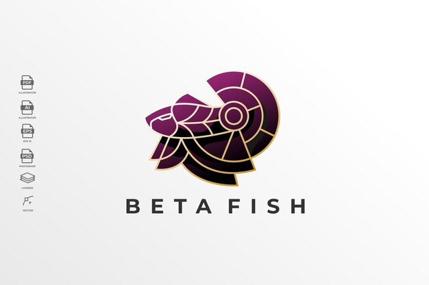 Geometric Lineart Bettafish Logo Design