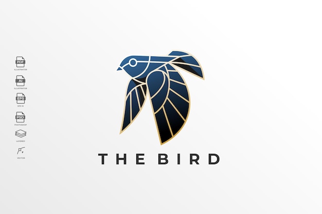 Geometric Lineart Bird Logo Design