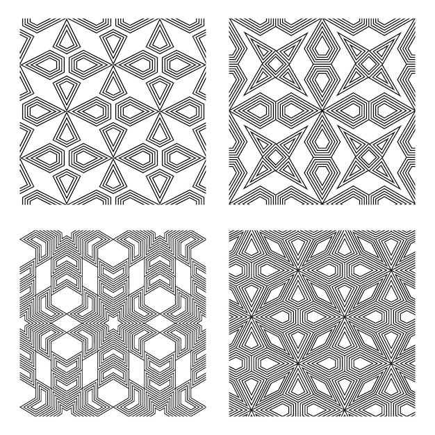 Geometric lines seamless pattern set