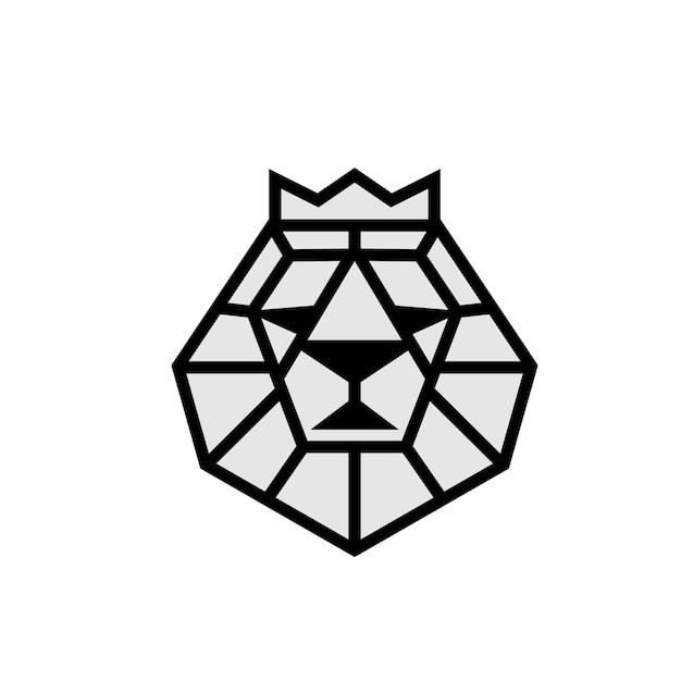Vettore geometric lion crown line art logo design inspiration smart clean and modern logo design illustrati