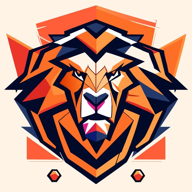 Vector geometric lion icon for modern branding