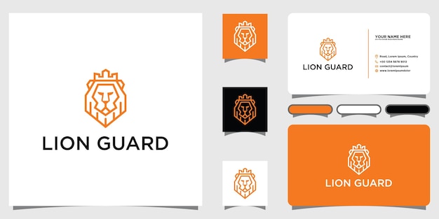 Logo geometrico lion shield con biglietto da visita