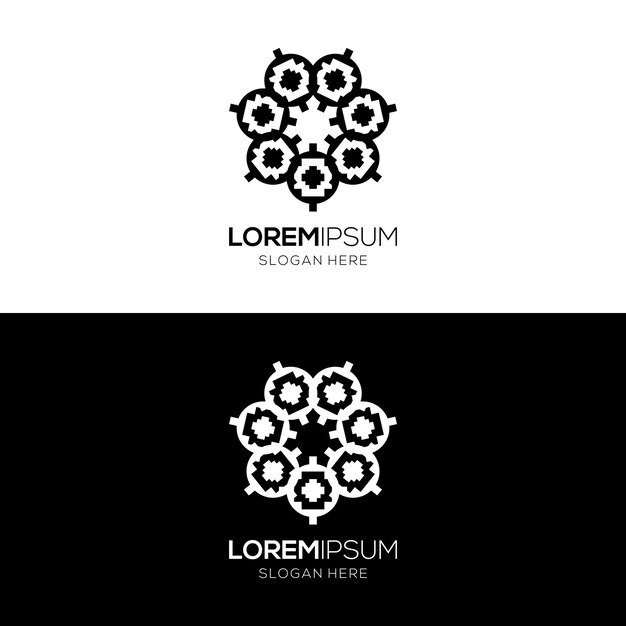 Geometric logo design template in islamic style decorated and mosaic