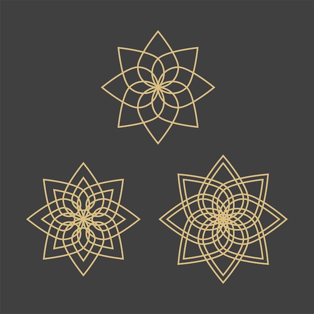 Modello di logo geometrico. simboli ornamentali arabi circolari vettoriali