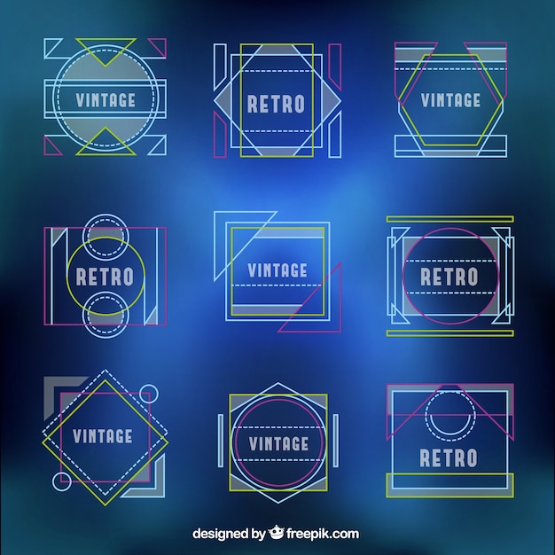 Vector geometric logos in retro style