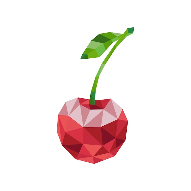 Geometric low poly red cherry logo icon vector illustration