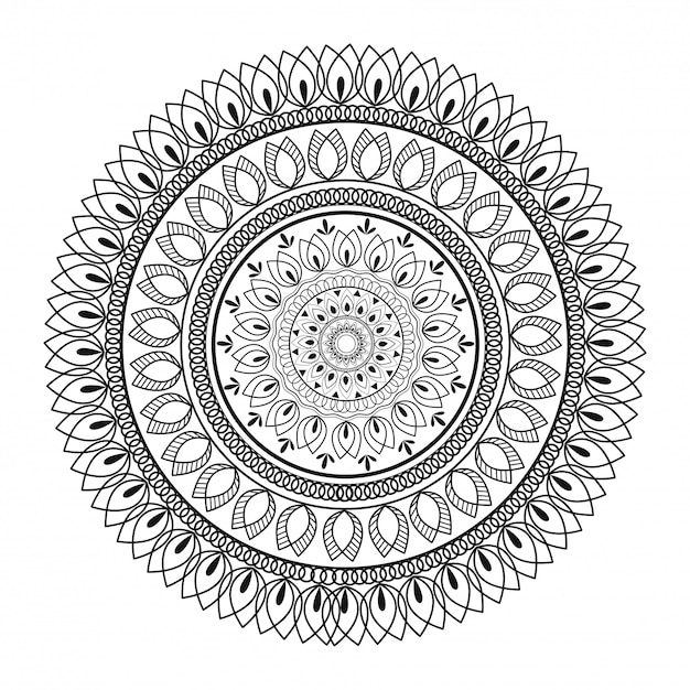 Geometric mandala pattern design in line art.