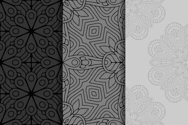 幾何学的な曼荼羅シームレスパターンセット