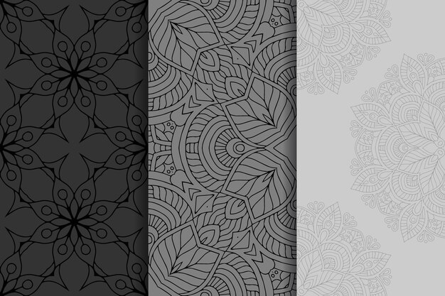 Geometric mandala seamless pattern set