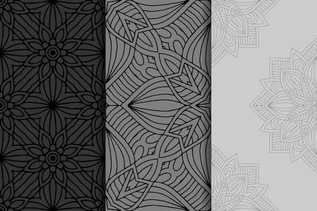 Geometric mandala seamless pattern set