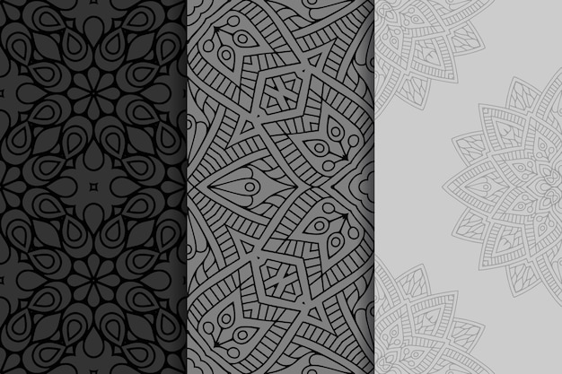 Geometric mandala seamless pattern set