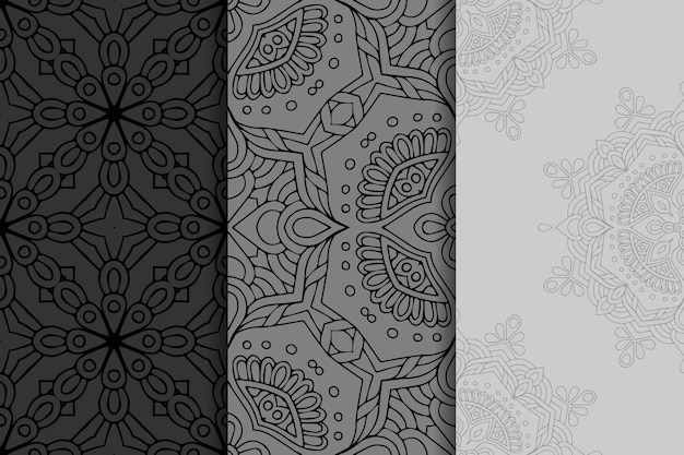 Geometric mandala seamless pattern set