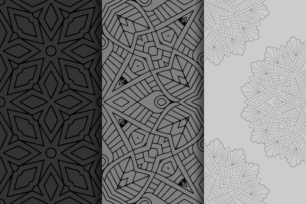 Geometric mandala seamless pattern set