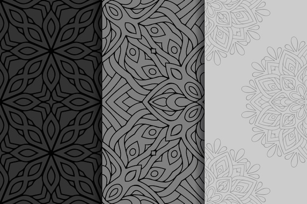 Geometric mandala seamless pattern set