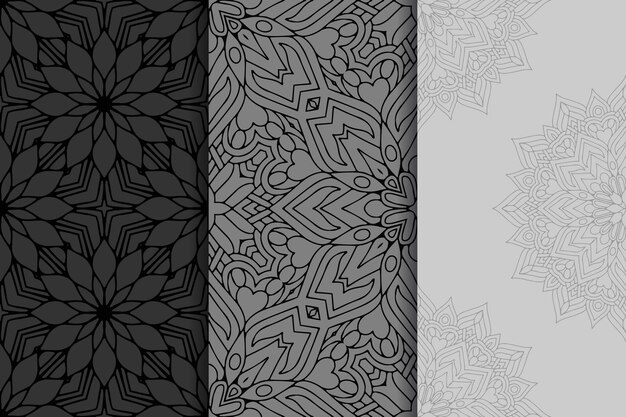 Geometric mandala seamless pattern set