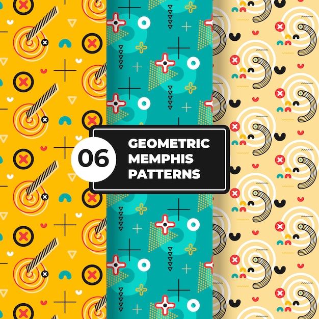 Vector geometric memphis pattern collection