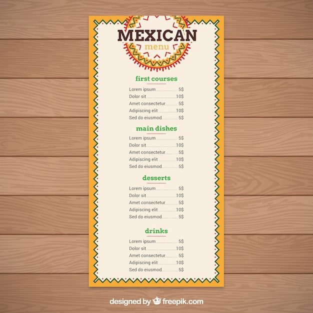 Vector geometric mexican food menu