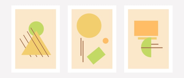Геометрический минимальный набор фона Простые примитивные фигуры современные плакаты супрематизм стиль баухаус Набор креативных минималистских иллюстраций для украшения стен дизайн обложки открытки или брошюры
