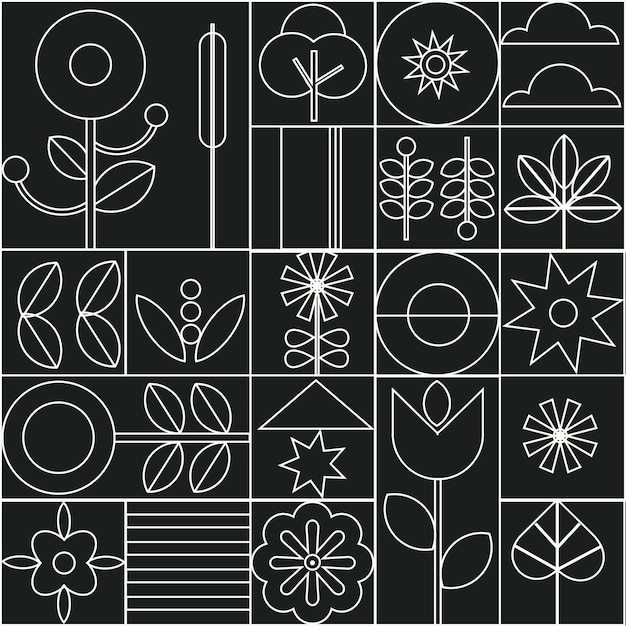 Geometric modern outline background Bauhaus Abstract nature Seamless pattern