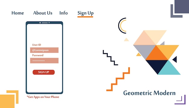 Vettore illustrazione geometrica del disegno vettoriale della pagina di destinazione del modello di sito web moderno