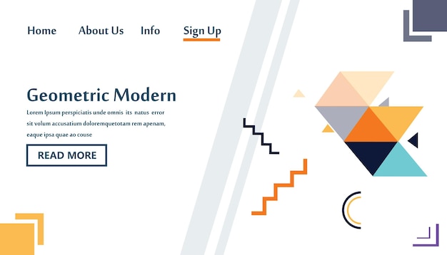 Геометрический современный шаблон веб-сайта целевой страницы вектор дизайн иллюстрация