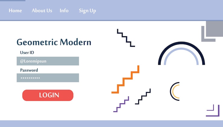 Vector geometric modern website template landing page vector design illustration