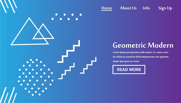 Geometric Modern Website Template Landing Page Vector Design Illustration