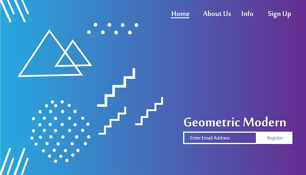 Illustrazione geometrica del disegno vettoriale della pagina di destinazione del modello di sito web moderno