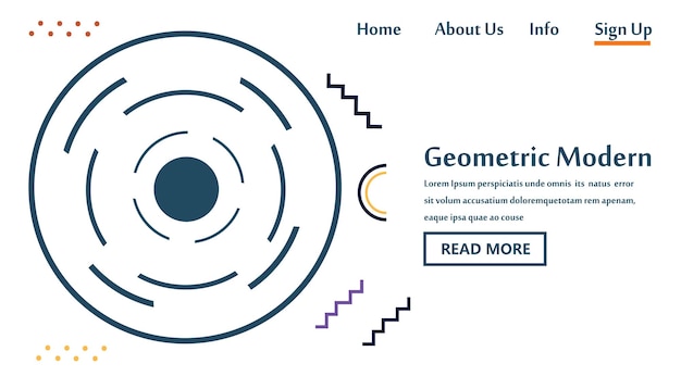 기하학적 현대 웹사이트 템플릿 방문 페이지 벡터 디자인 일러스트 레이 션