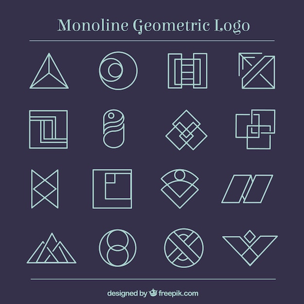 Vettore logotipi geometrici di monoline