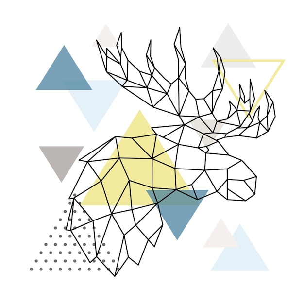 Geometric moose silhouette on triangle background