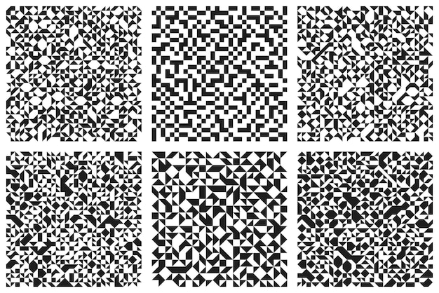 기하학적 모자이크 벡터 원활한 패턴 세트, 배경 화면, 포장지 또는 웹 사이트 배경에 대한 혼란스러운 추상 배경.