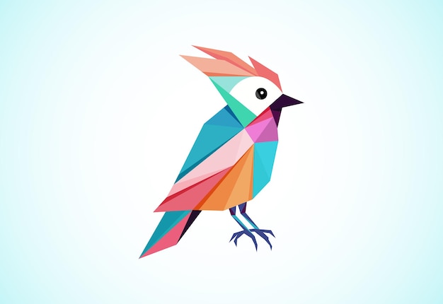 Vector geometric multi colored bird bird logo design vector illustration