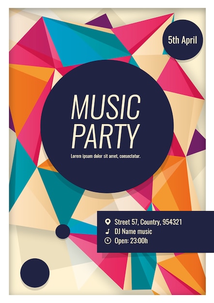 ベクトル 幾何学的な音楽パーティーのポスター