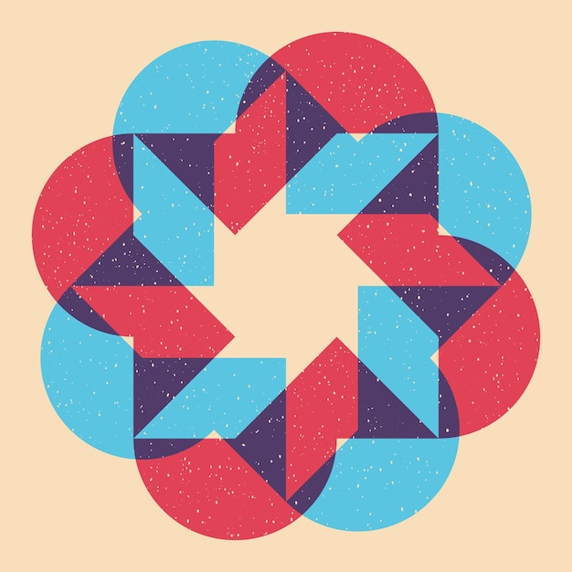 Geometric object with riso print effect Vector Graphic element