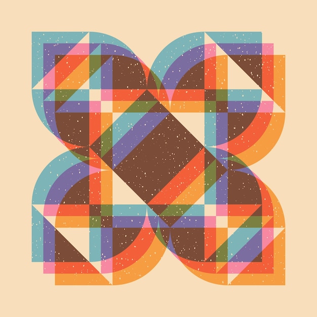 Geometric object with riso print effect Vector Graphic element