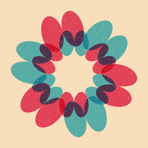 geometric object with riso print effect vector graphic