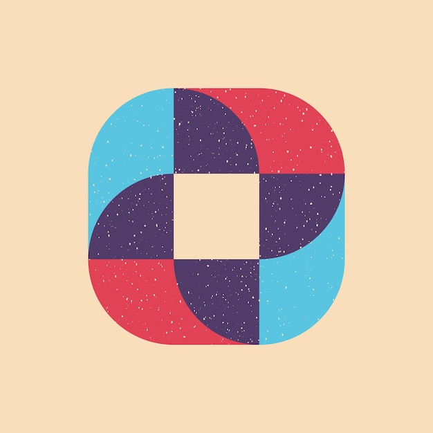 geometric object with riso print effect vector