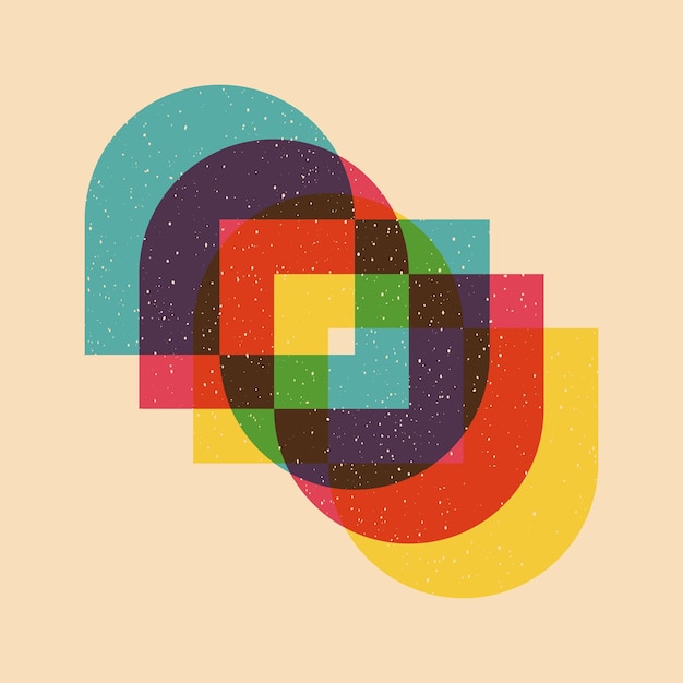 Geometric object with riso print effect Vector