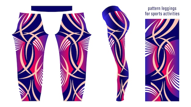 Geometric pattern leggings template for sports isolated white background