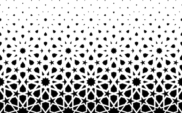 한 방향으로 원활한 흰색 배경에 검은 그림의 기하학적 패턴 스케일 방법