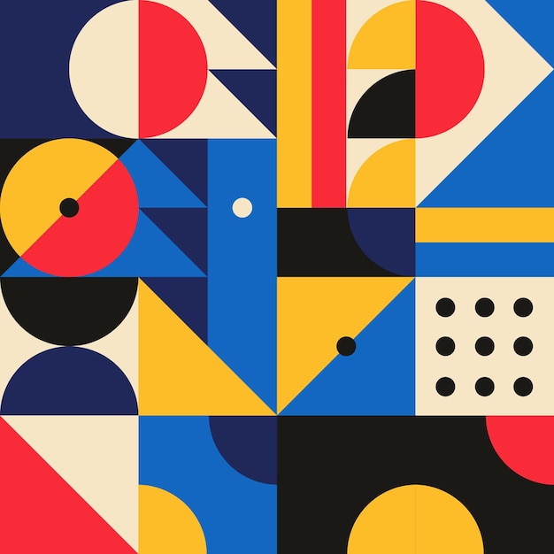 Geometric pattern with abstract scandinavian bauhaus