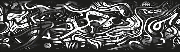 a geometric pattern with black and white swirls minimalist strokes webbased art printmaking